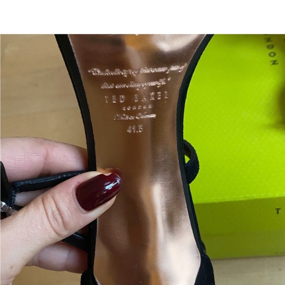 Ted Baker NEW black suede heels ankle 3 straps - Picture 6 of 12